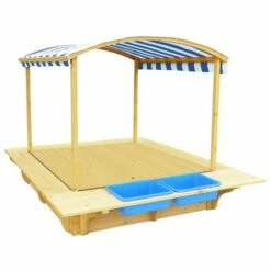 Lifespan Kids Playfort Sandpit With Wooden Cover – Blue Canopy