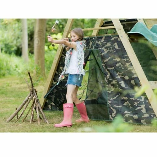 Plum Wooden Climbing Pyramid With Slide - Image 3