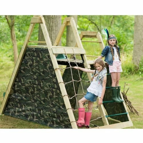 Plum Wooden Climbing Pyramid With Slide - Image 4