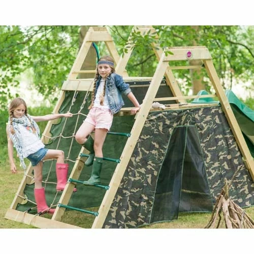 Plum Wooden Climbing Pyramid With Slide - Image 5