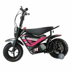 Zippi Ride Kids Electric Bike With Training Wheels Pink