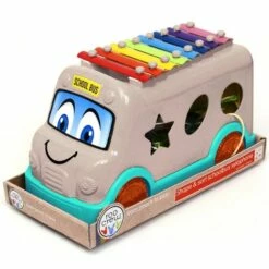 Roo Crew Eco Wood 2.0 School Bus Xylophone And Shape Sorte